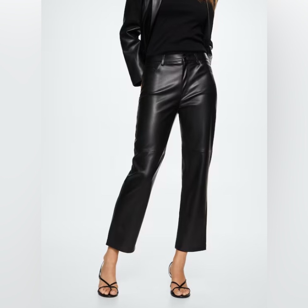 Mango Black Leather Pants. Size XS